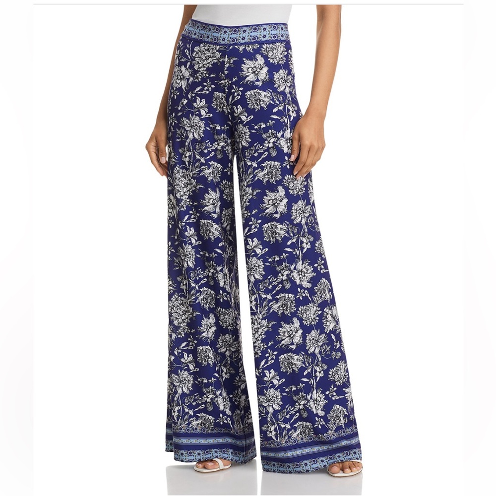 Alice + Olivia New Athena Navy Floral Wide-Leg Pants Size 12